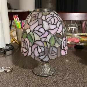 Stained Glass Rose Table Candle Lamp